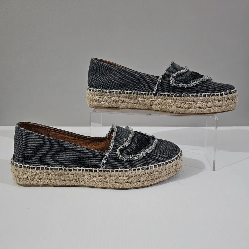 Zadig & Voltaire Platform Espdadrille Loafer Womens EU 40 Black Canvas Slip On